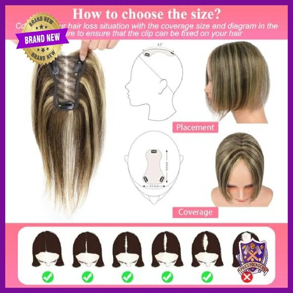 10 Inch Human Hair Topper Clip-in Hairpiece for Thin Hair Volume